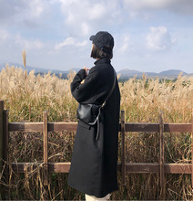 金韩黑色呢子大衣女中长款2026春夏季新款韩版百搭小个子毛呢包邮