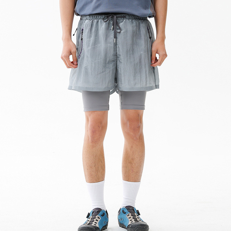 Trendy Solid Color Men's Sports Shorts Summer Street Style Outdoor Cycling Casual Shorts with Pockets Yoga Shorts Mid-Length Shorts