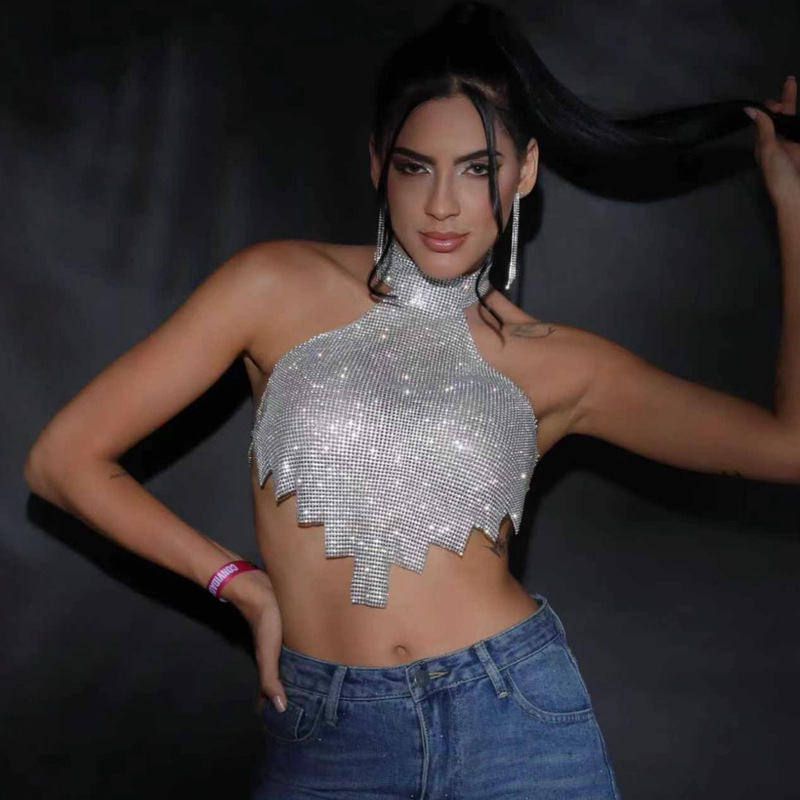 European and American Cross-Border Temu Handmade Glittering Diamond Metal Versatile Tops Sexy Bra Clothing Vest Glittering Diamond Tops European and American Cross-Border Temu Handmade Glittering Diamond Metal Versatile Tops Sexy Bra Clothing Vest Glittering Diamond Tops