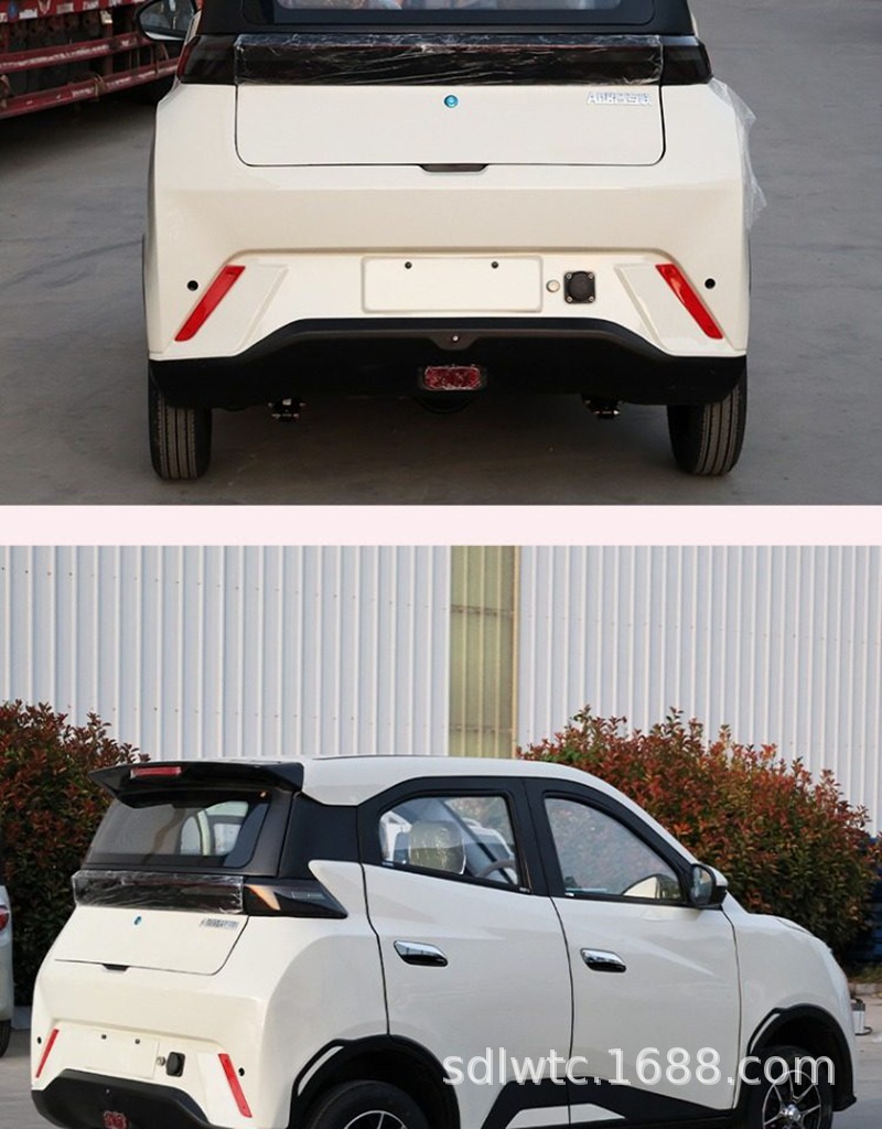 Seagull-Style Electric Four-Wheel Vehicle, Household Fuel-Electric Hybrid Car for Women, Fully Enclosed Lithium Battery Electric Vehicle