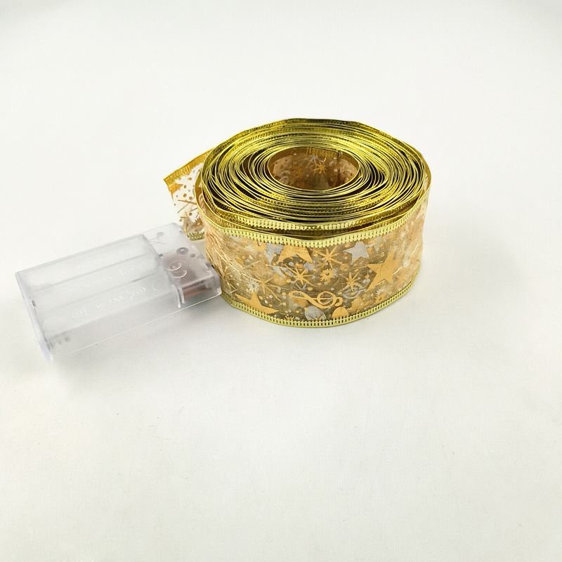 #D5-10米100灯3AA常亮带闪金色彩带彩灯