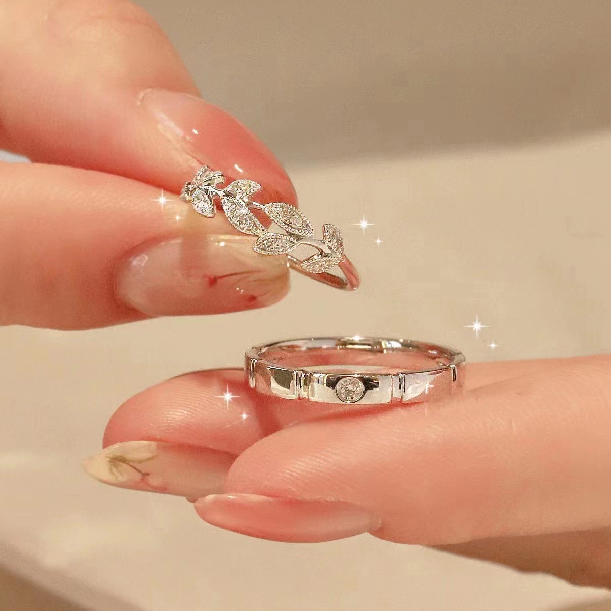 Coppia di fedi nuziali in argento Sterling con zolletta di zucchero e incontro romantico, per uomo e donna, per San Valentino_voghion.com