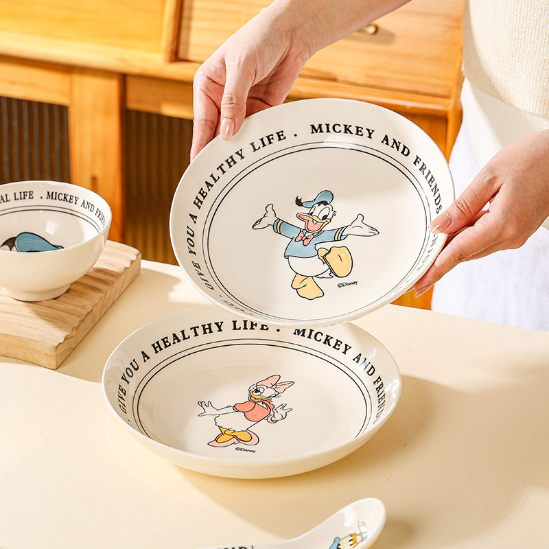 Disney New Arrival Ceramic Tableware Dish Cute Household Plate Dish Plate Rice Bowl Cream Style suit Disney New Arrival Ceramic Tableware Dish Cute Household Plate Dish Plate Rice Bowl Cream Style suit