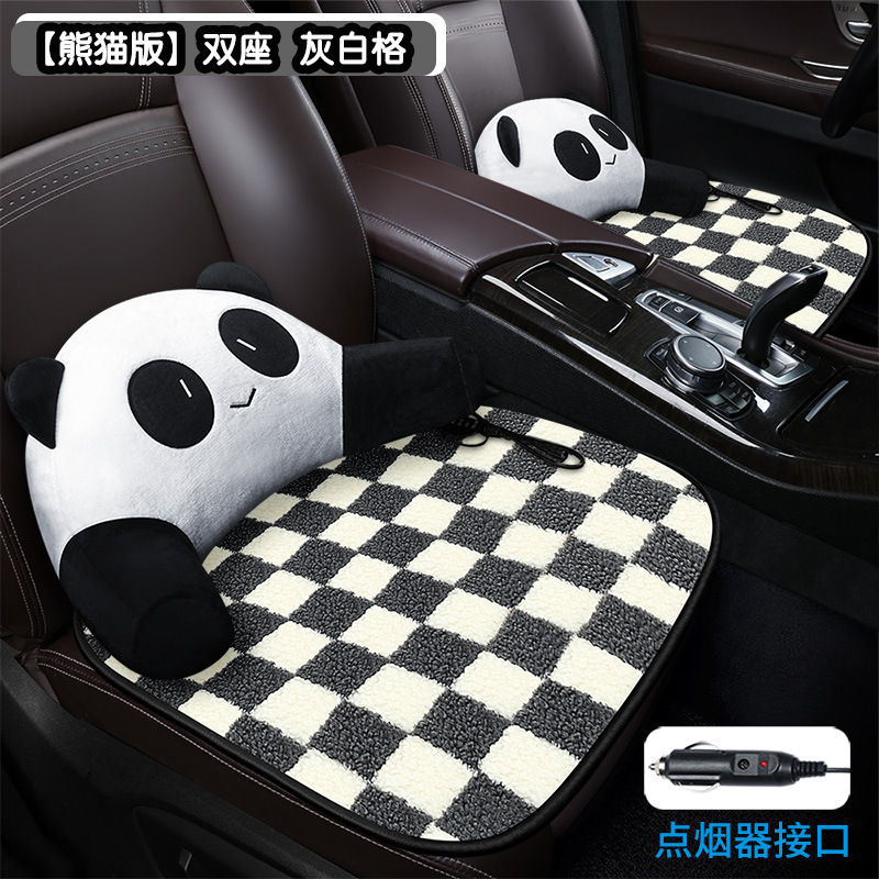卸売り棋盤格加熱クッション自動車クッションクロスボーダー漫画花羊小毛内装用品冬シングルクッション|undefined