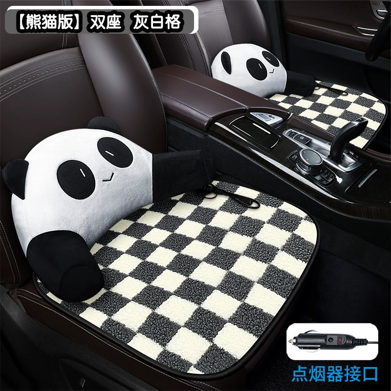 Heated car seat cushion, flowered cartoon design, USB or cigarette‑lighter, single/double sizes