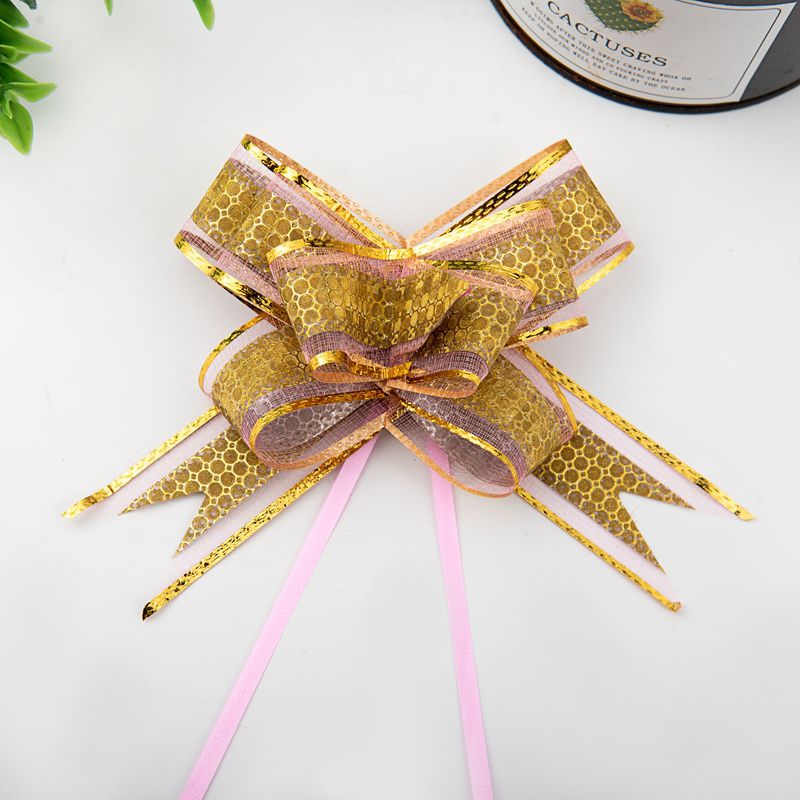 Transfronterizo 30 brillo de tamaño mediano punto hilo de nieve cinta arco dibujado a mano flor regalo de Navidad flor embalaje Flor de tirón