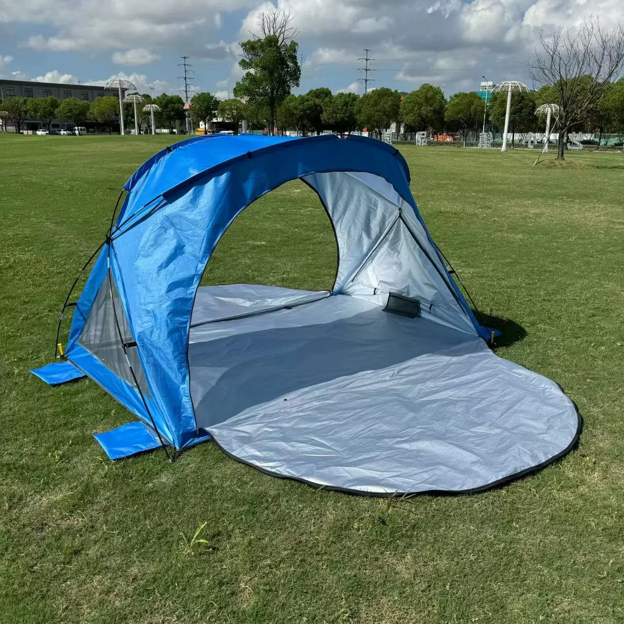 便携式户外沙滩防晒遮阳乘凉棚户外钓鱼露营沙滩双拉链门带窗帐篷