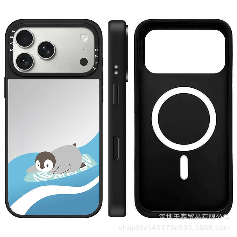 CASET联名牛仔企鹅适用苹果iPhone17ProMax手机壳16Pro潮牌14镜面|undefined