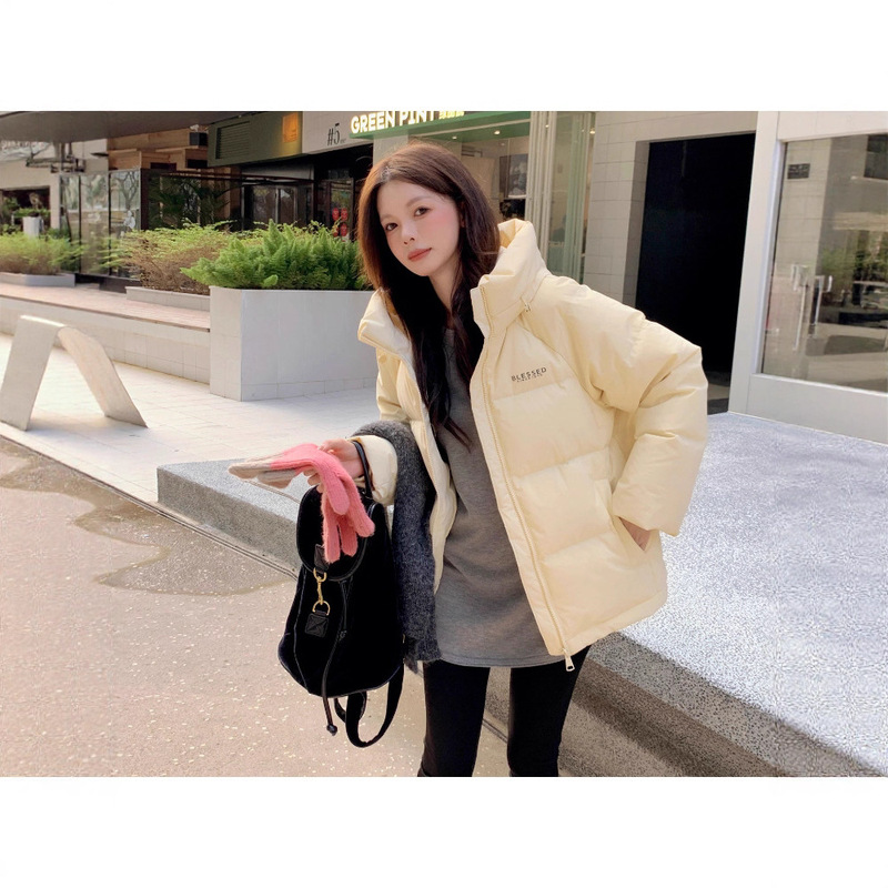 2025新款冬季韩版短款羽绒服女连帽小个子宽松加厚面包服冬外套潮|undefined