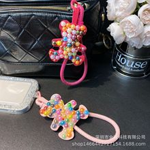 手机挂绳手腕款高级感彩珠diy暴力熊皮绳 短款手机绳挂件绳钥匙绳