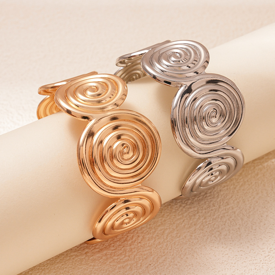 Europa y América sensación de metal redondo espiral abertura pulsera de industria pesada transfronteriza personalidad de alto nivel nicho simple joyas image 4