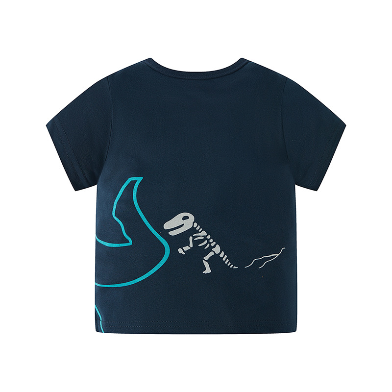 Estilo coreano sea Top Camiseta de manga corta para niños de dibujos animados de dinosaurio de algodón para niños de verano top de moda de una pieza de entrega