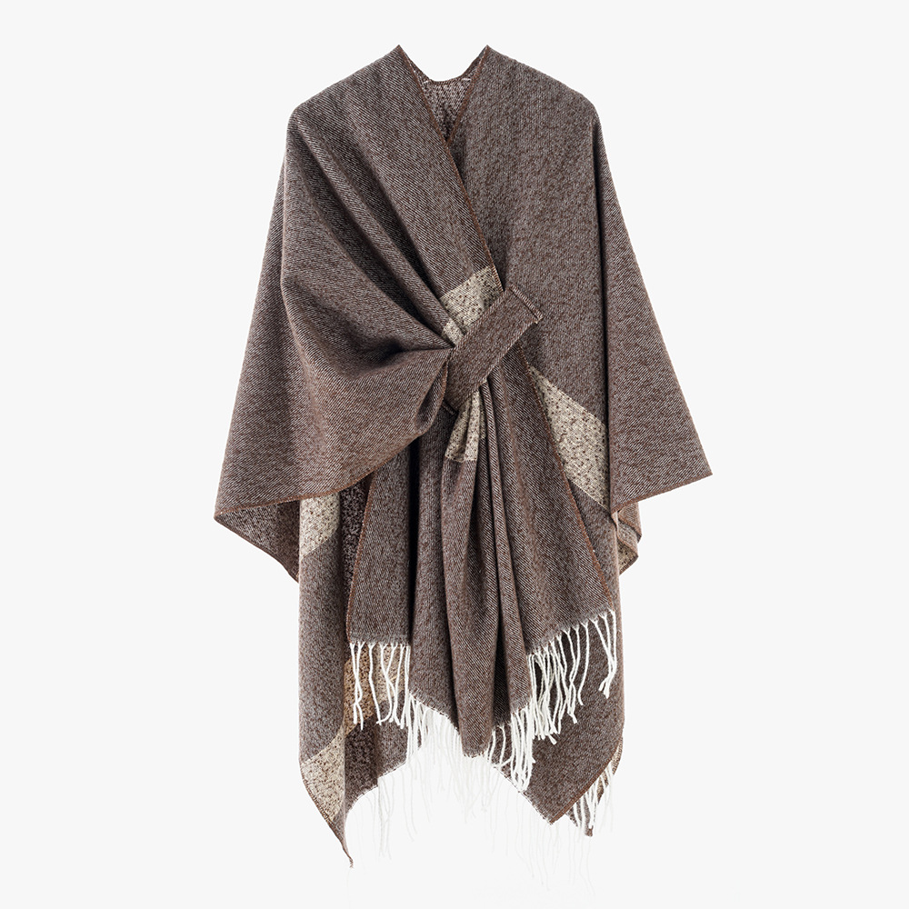 Transfronterizo Amazon Gradient Chale Plaid Abrigo Otoño Invierno Mantras Calentamiento Ribbon