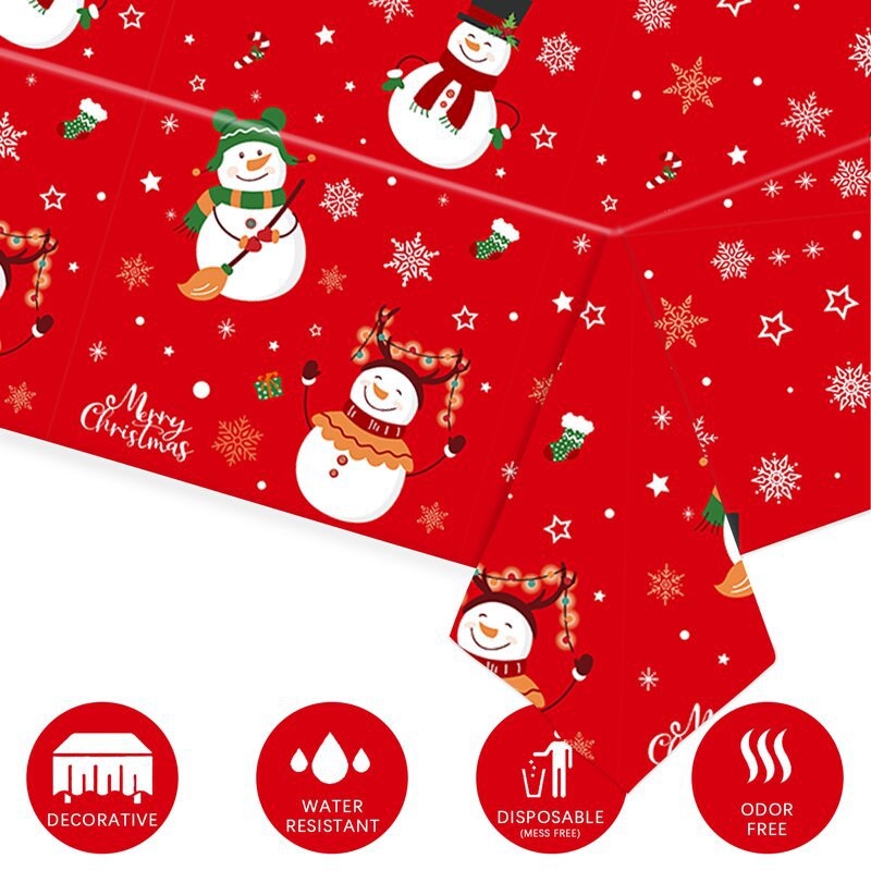 Christmas Snowman Plastic Party Tablecloth display picture 2
