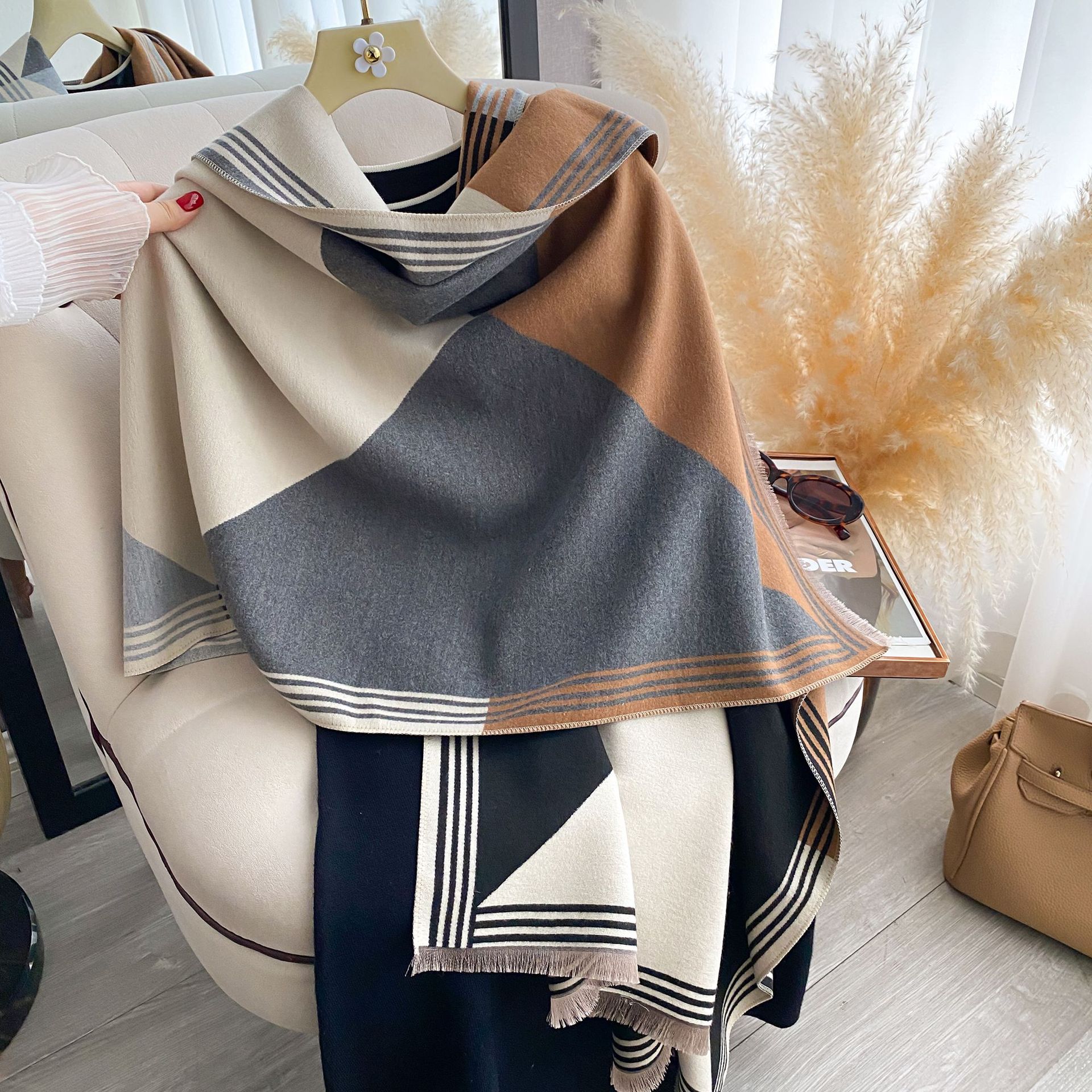 Nuevo paisaje Jacquard imita bufandas de cachemir para mujeres con aire acondicionado sala de chal de otoño y invierno grueso calentamiento largo babillo transfronterizo