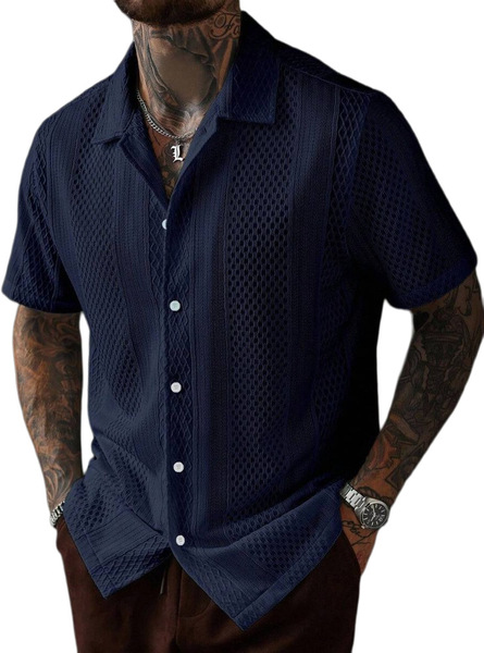 solid color knitted breathable summer shirt