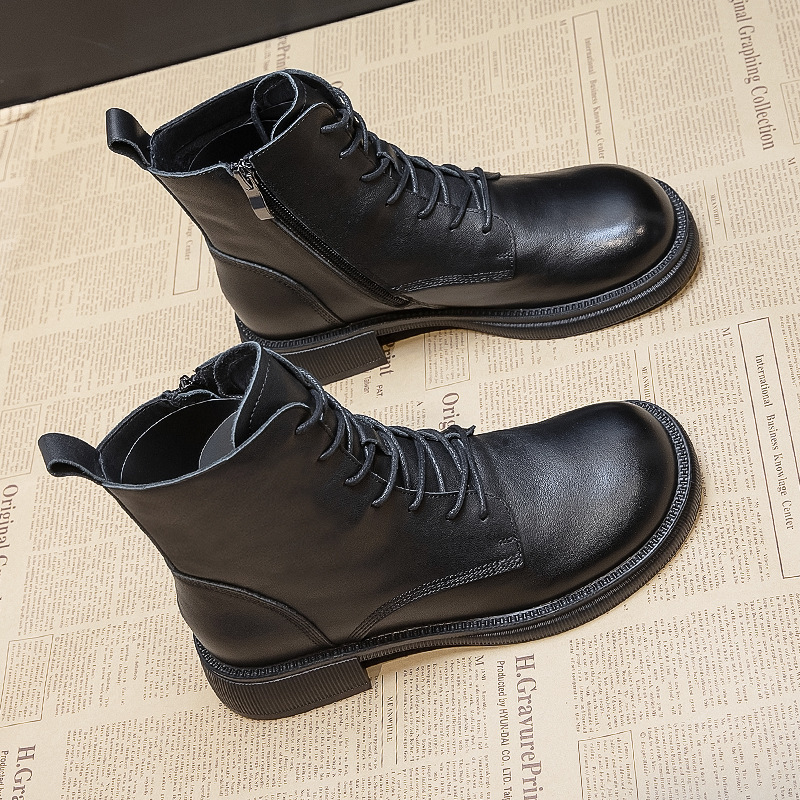 Yongli Leather Martin Boots Women's 2022 Autumn New Women's Shoes Joker Short Boots Women's Large Size Women's Boots 41-43