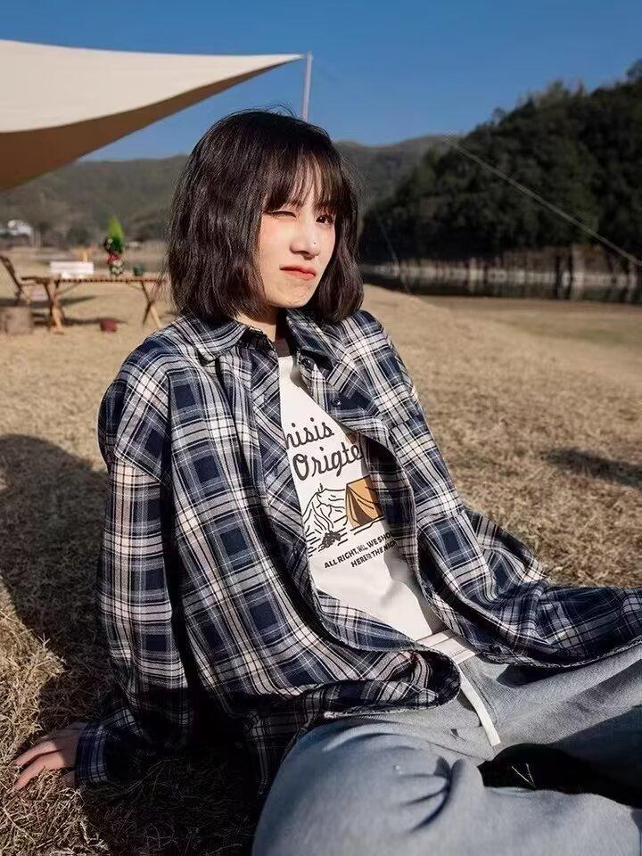 Plaid INS New Standard Trendy Long Sleeve Elegant Youth Popular Men's Harajuku Fashion Spring Autumn Shirt Daily_viptrois.com