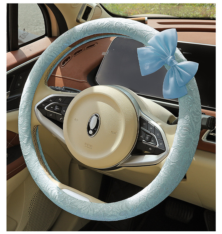 New Car Steering Wheel Cover for All Seasons and Summer, Non-Slip, Universal Fashionable Lace Female Cute Handlebar Cover, Cross-Border Supply