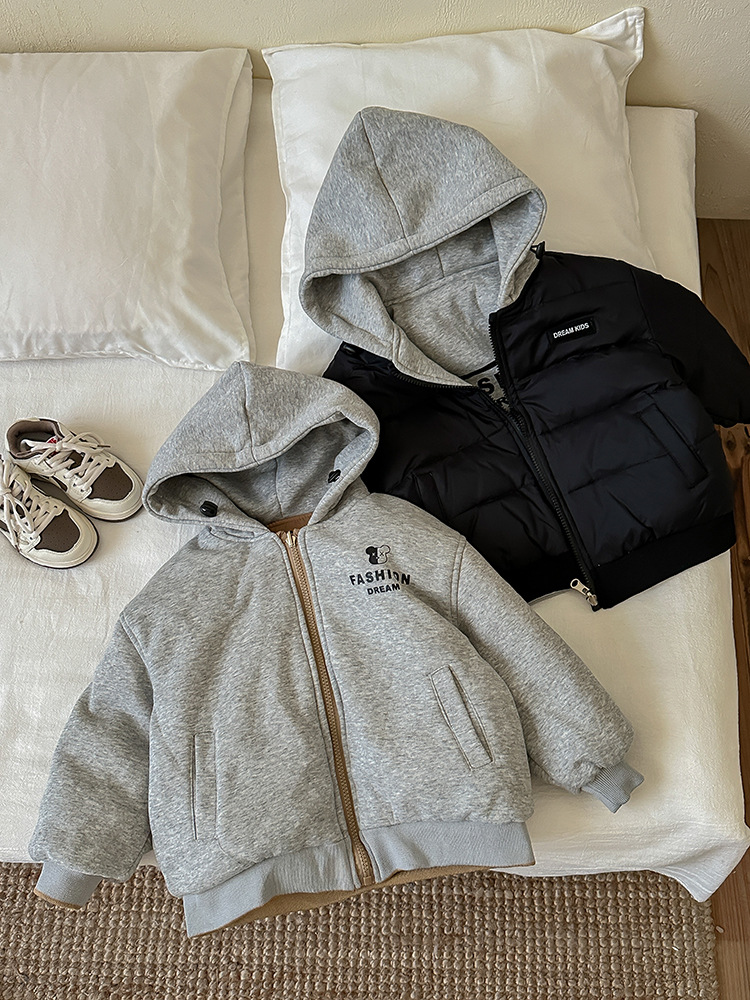 Double-sided children's knitted demi-season down jacket for men and…