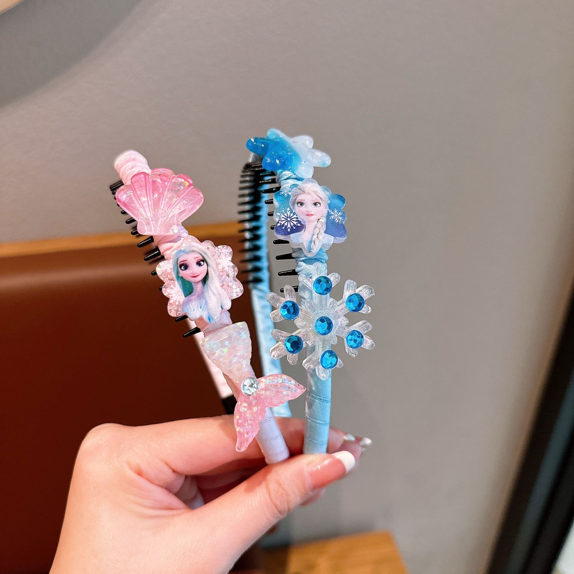 Niños Aisha princesa banda de cabello de niña hielo y nieve con dientes antideslizante banda de cabello acrílico coreano clip de cabello