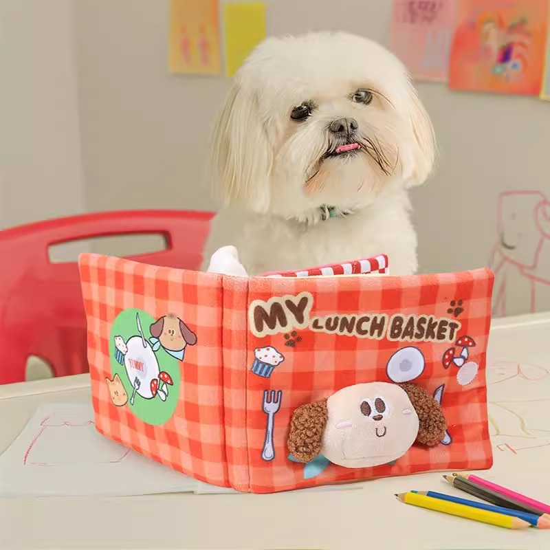 Inventario transfronterizo ins fugas de alimentos olor sonido lindo libro de tela juguete perro almacenar libros juguetes de mascotas amazon