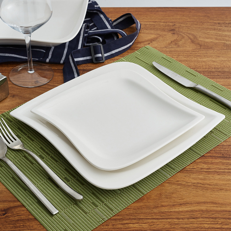 Plato de cerámica estilo occidental, serie Corner, para sopa, pasta, bistec, ensalada.