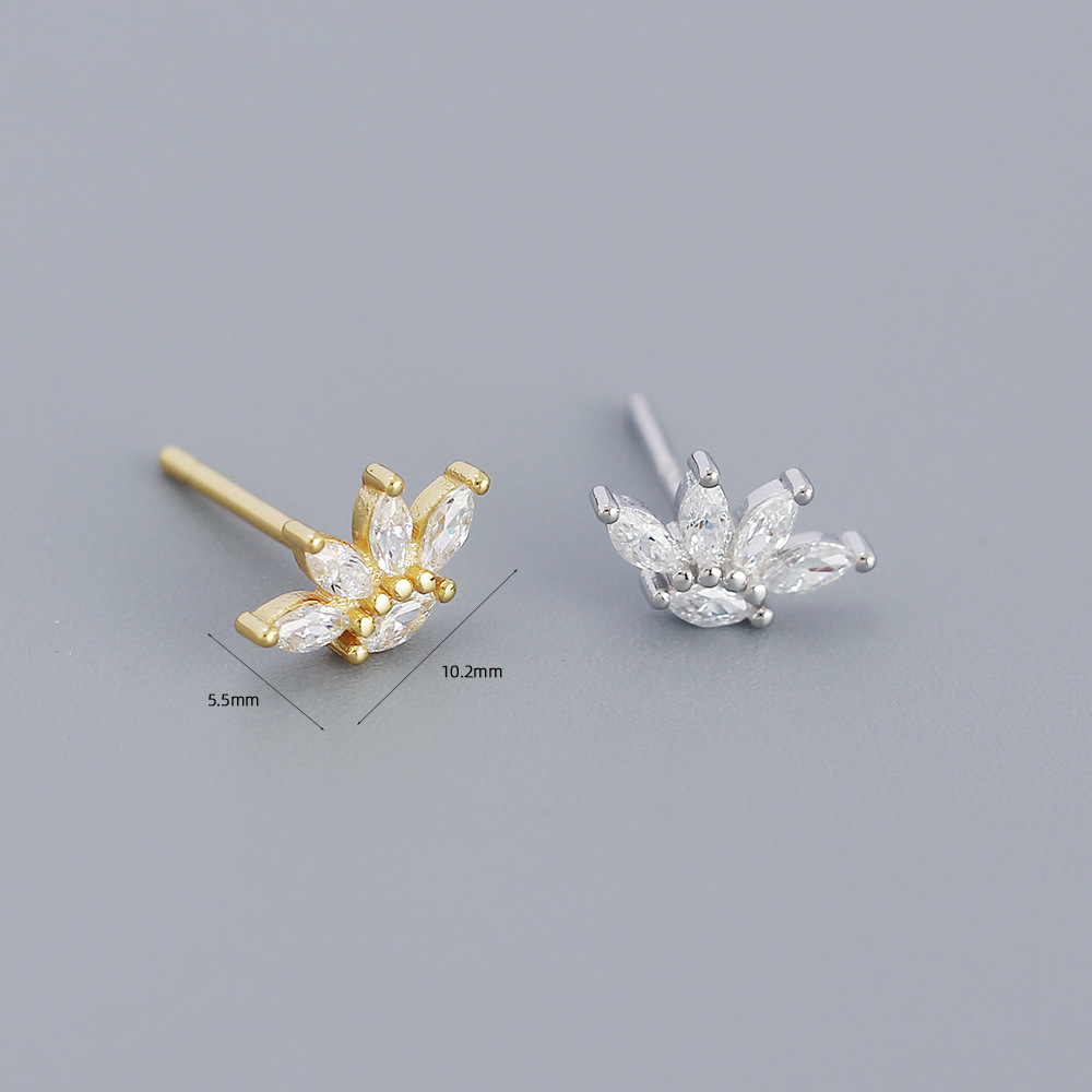Electroplating Gold Plating Process 925 Sterling Silver Ear Needle Material 1 Pair Silver Geometric Zircon Electroplating 18K Real Gold Plated Platinum Plated Earrings Ear Studs