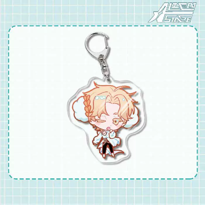 Acrylic keychain (Alien Stage) Mizi Sua, double‑sided 6 cm, metal ring & clasp