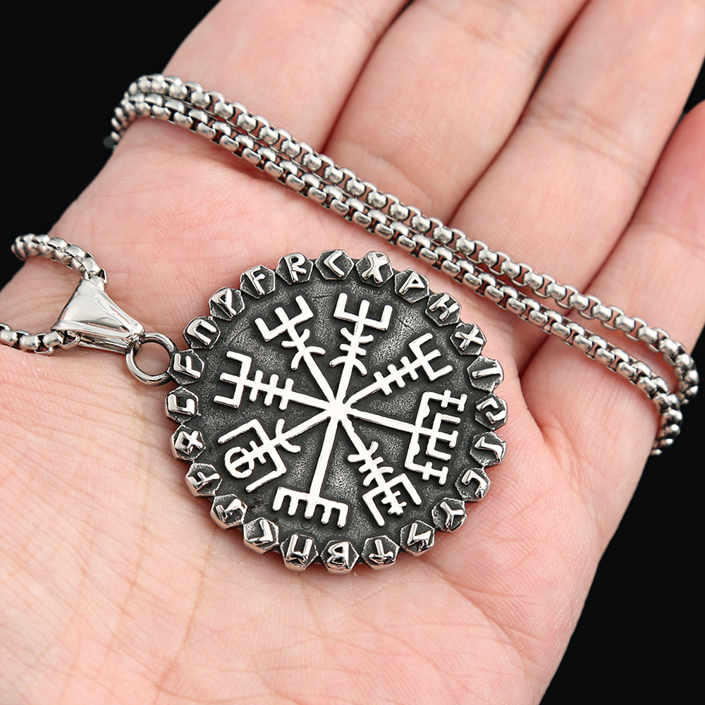 Nordic Viking-Inspired Compass Necklace Image 5