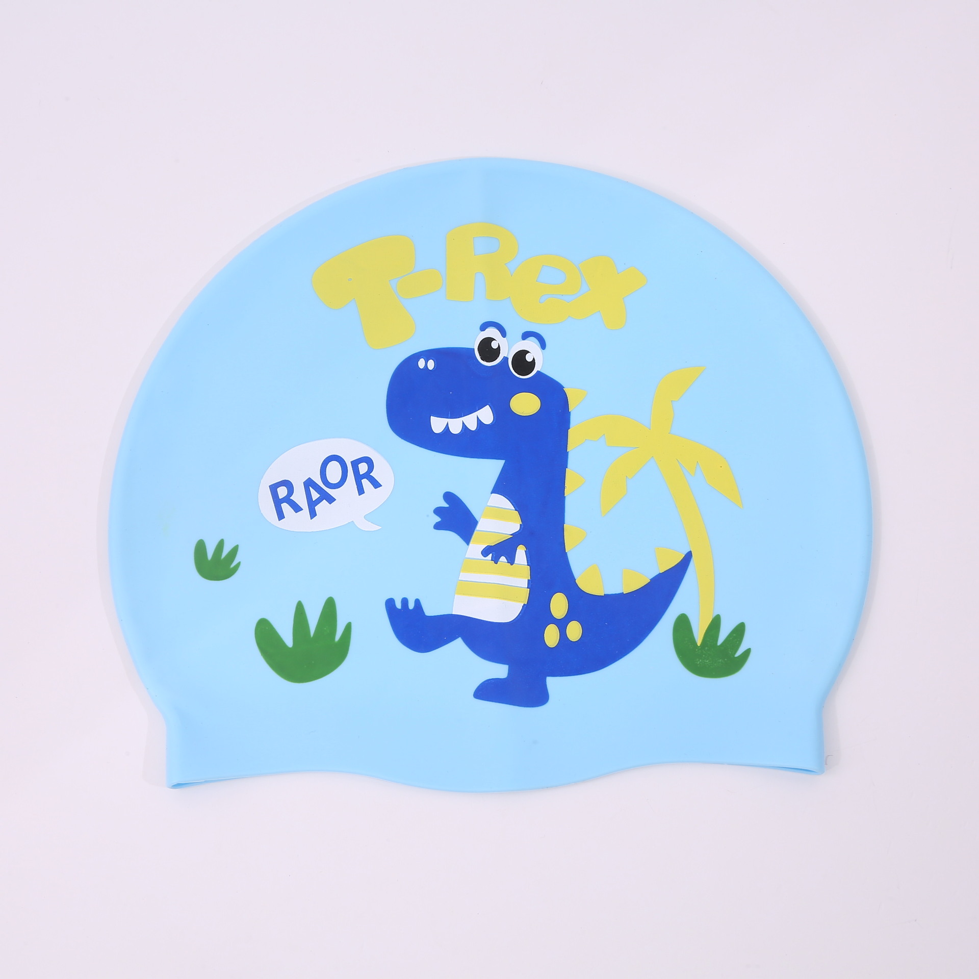 Gorro de baño de dibujos animados de silicona para niños, cabello largo para niñas, protección para los oídos impermeable, sin estrangulamiento, lindo gorro de natación, equipo de natación