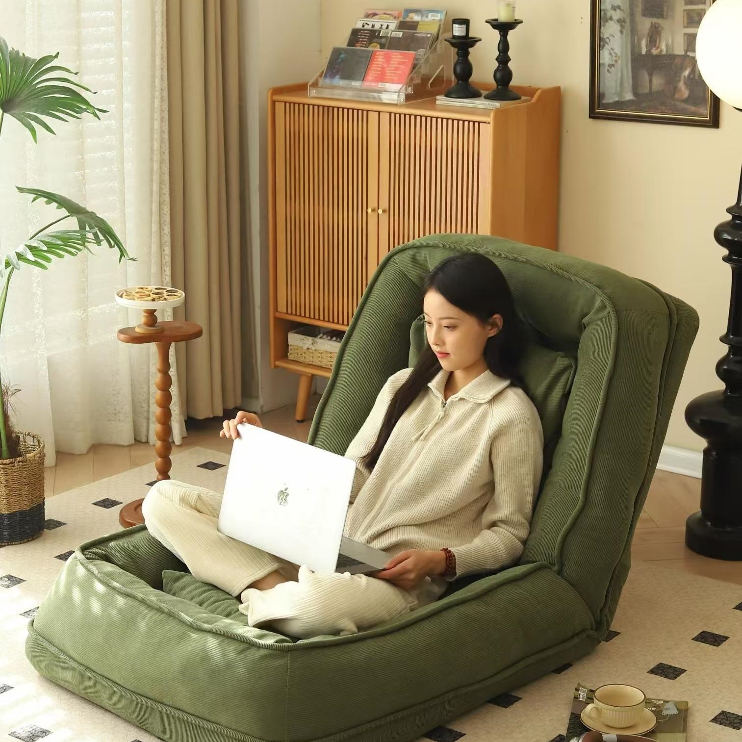 Human Dog Bed Lazy Sofa, Can Sleep and Lie Down, Trendy Tatami Folding Balcony Bedroom Small Sofa, Single Sofa