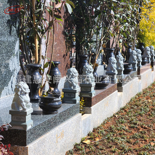 Cemetery sacrificial stone censer Chinese black vase candlestick little lion white marble peace dove manufacturers wholesale