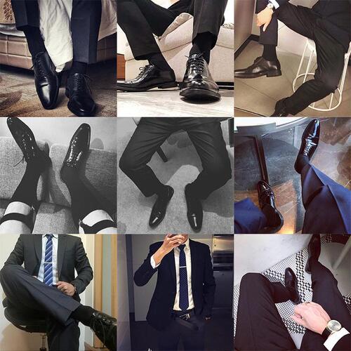 Men's suits, deodorant formal socks, mid-calf socks, black trendy summer leather shoes, black socks, thin business trousers
