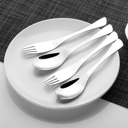 Creative stainless steel fishtail spoon household stirring spoon cake dessert spoon fork eating round spoon gift printable logo