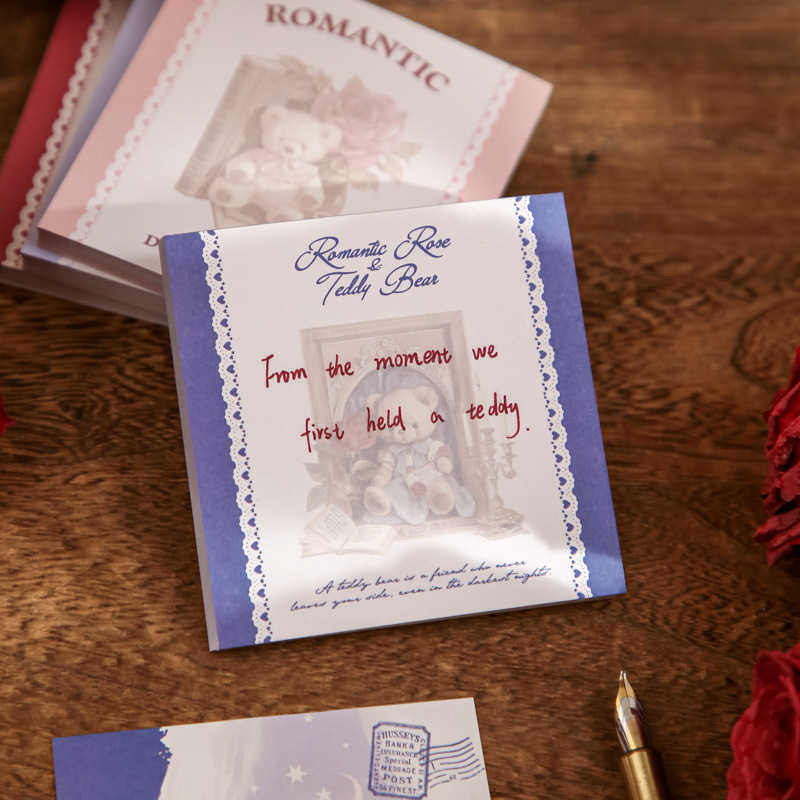 Mr. Paper Double Enjoy Cupé de notas Serie de fiestas de té de oso Caligrafía de alto valor Notas de estudiante Notas de mensaje Notas de notas