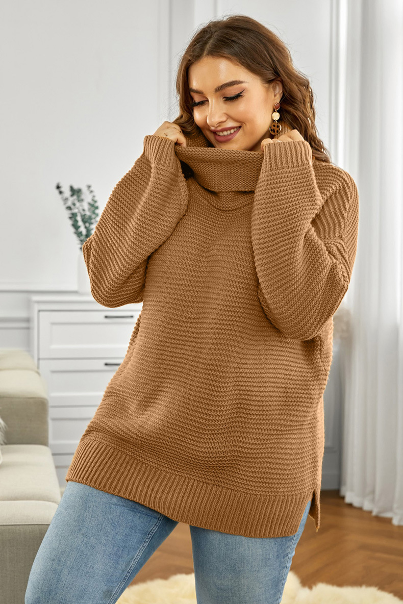 solid color high neck long sleeve rib knitted sweater nihaostyles wholesale clothing NSQSY87148