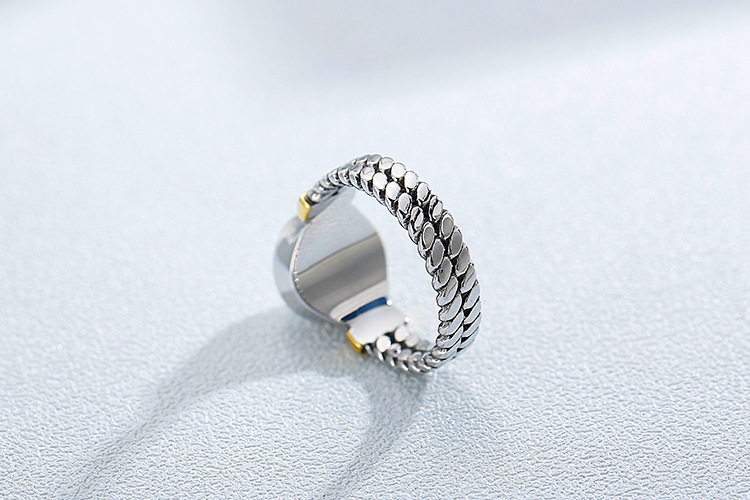 6g Weight Shell Inlay Material Festival Occasion 304 Stainless Steel Material Geometric Pattern Unisex Gender Fashion Style Plating, Inlay Craft Silver Color Kalen New Accessories Sources Europe And America Creative Retro Textured Men And Women Available Titanium Steel Pearl Ring 3