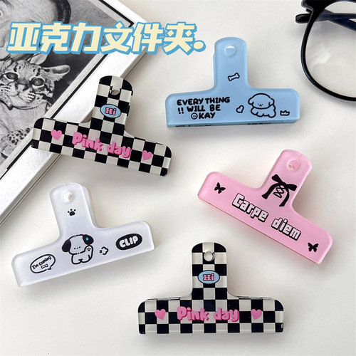 Teng Yi Original Multifunction Acrylic Clip Ins Cute Minimalist Hand Journal Storage Exam Paper Long Tail Clip Folder