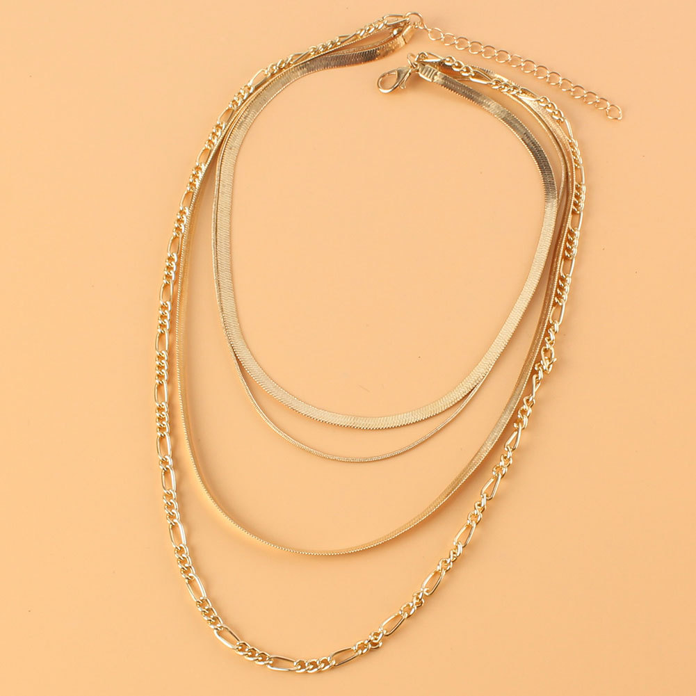 Europe And America Cross Border Fashion Ornament Gold Multi-layer Snake Bones Chain Necklace Sexy Clavicle Necklace For Women 18170 display picture 4