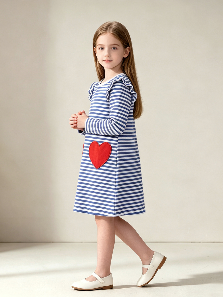 Vestido de Princesa Arayado para Niña de Algodón de Punto, para Primavera y Otoño image 4