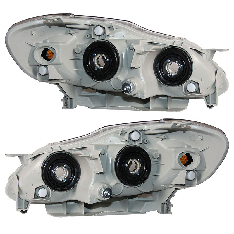 Faros Delanteros Aptos para Toyota Corolla 03-08 Versión Estadounidense, Versión Halógena Original Semi-Ensamblada con Acabado Electrochapado.
