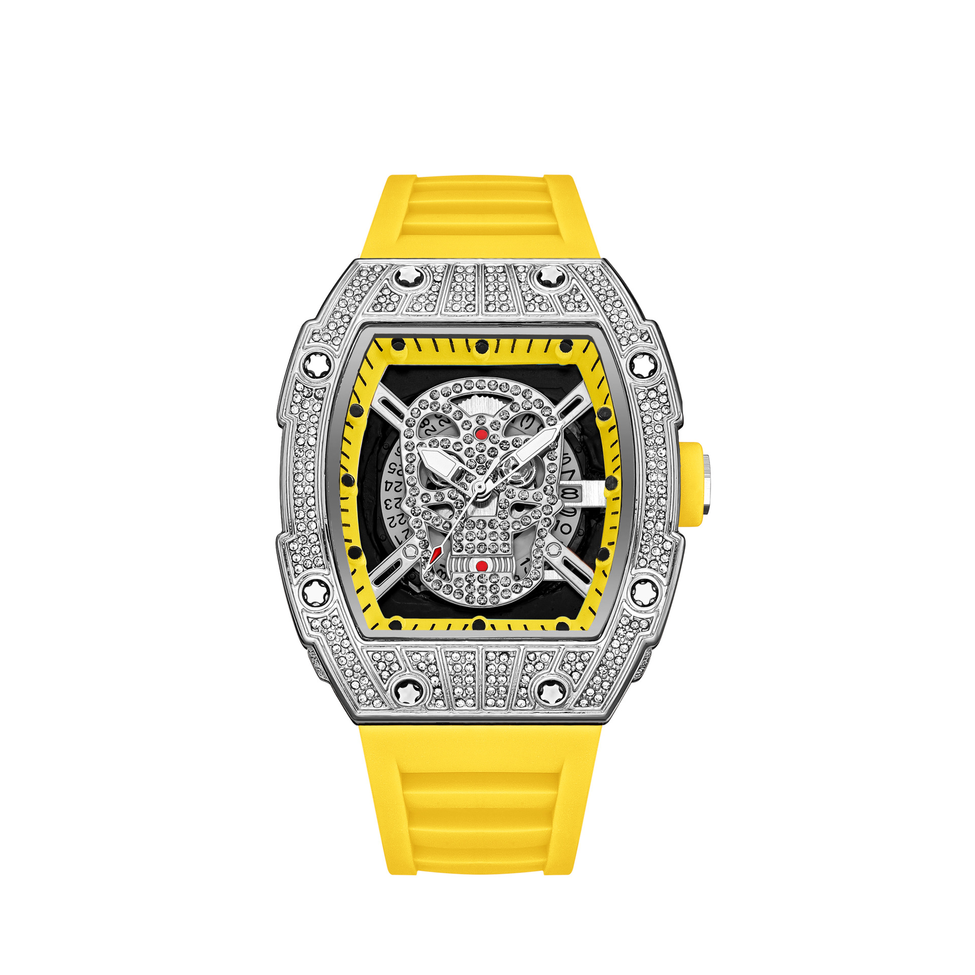 Men's Quartz Watch Starry Sky Diamond Studded Gold Ghost Head Design_voghion.com