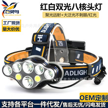 �羳USB�^��ʽ�����^��8LED���� T6+COB�X�Ͻ��^���⌣�ß�