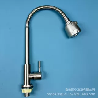 厂家跨境不锈钢单冷万向旋转入墙式立式防腐厨房洗衣池水龙头通用