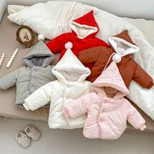 冬季新款儿童棉外套韩版百搭加绒婴儿棉衣加厚保暖连帽棉服外套