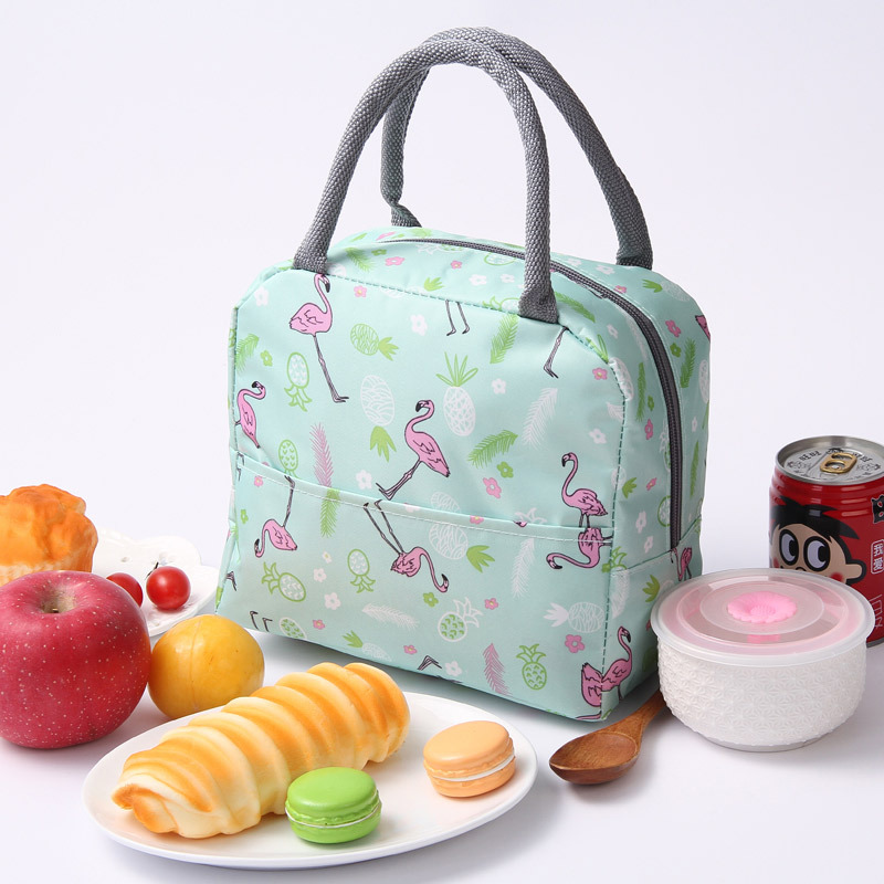 Flamenco pequeño fresco impresión aislamiento de calor bolsa de hielo bolsa de bento bolsa portátil bolsa portátil al por mayor transfronteriza bolsa de comedor de comercio exterior