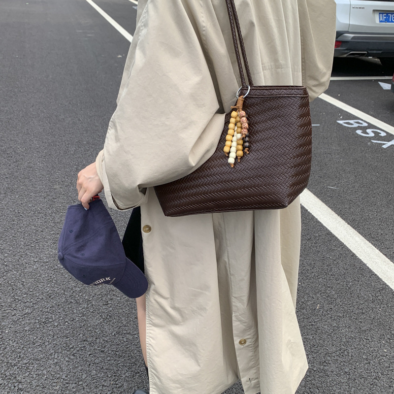 跨境包包大容量托特包2025秋新款流行编织包百搭单肩包洋气腋下包|undefined