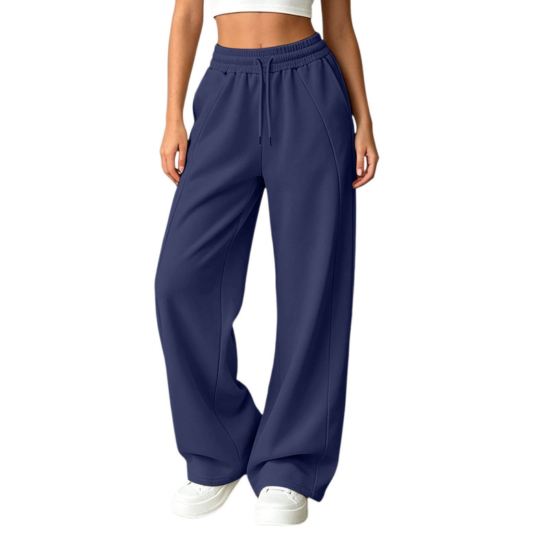 Cross-border popular women's wide-leg sports pants, high-waisted loose long pants, fashionable young women's drawstring sports jogging pants Cross-border popular women's wide-leg sports pants, high-waisted loose long pants, fashionable young women's drawstring sports jogging pants