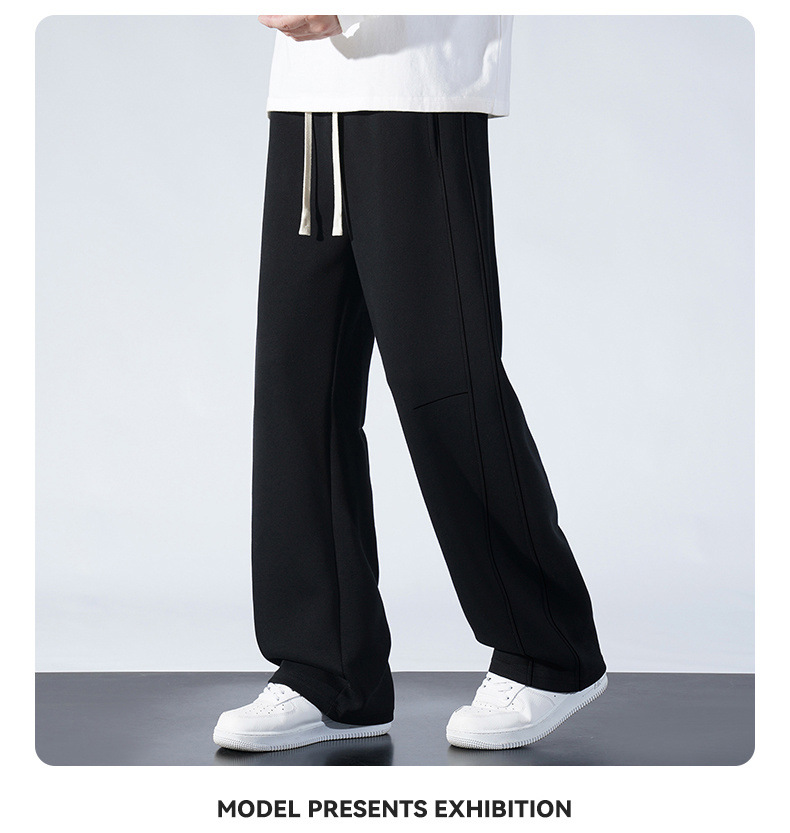 Pantaloni tuta uomo gamba larga taglio dritto cotone comodo_voghion.com